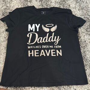 SHEIN Black Short Sleeve Tee with Angelic Typography